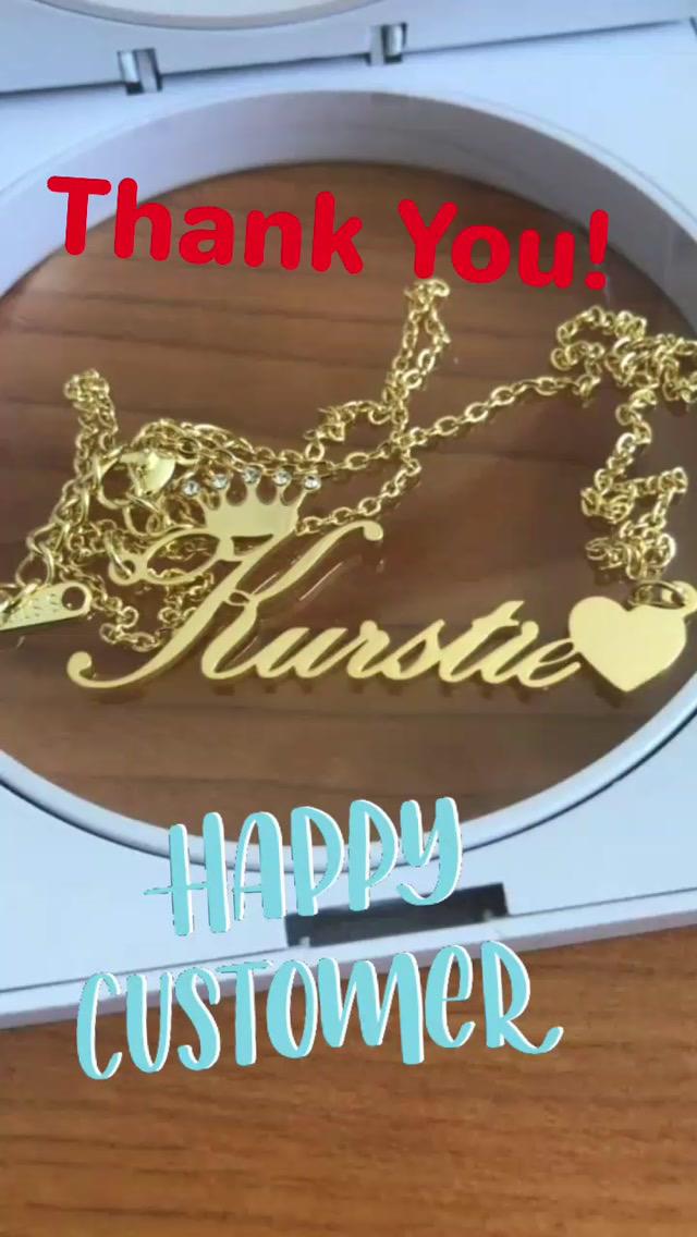 Gold crown name necklace with heart charm